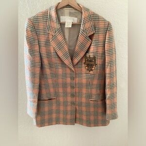 Vintage Escada Houndstooth Blazer Embroidery